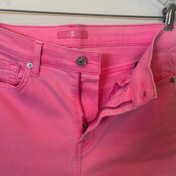 NEW (NWOT) 7 For All Mankind Pink High Waist Slim Kick Jeans w/ wh. piping sz 30 - Picture 7 of 13